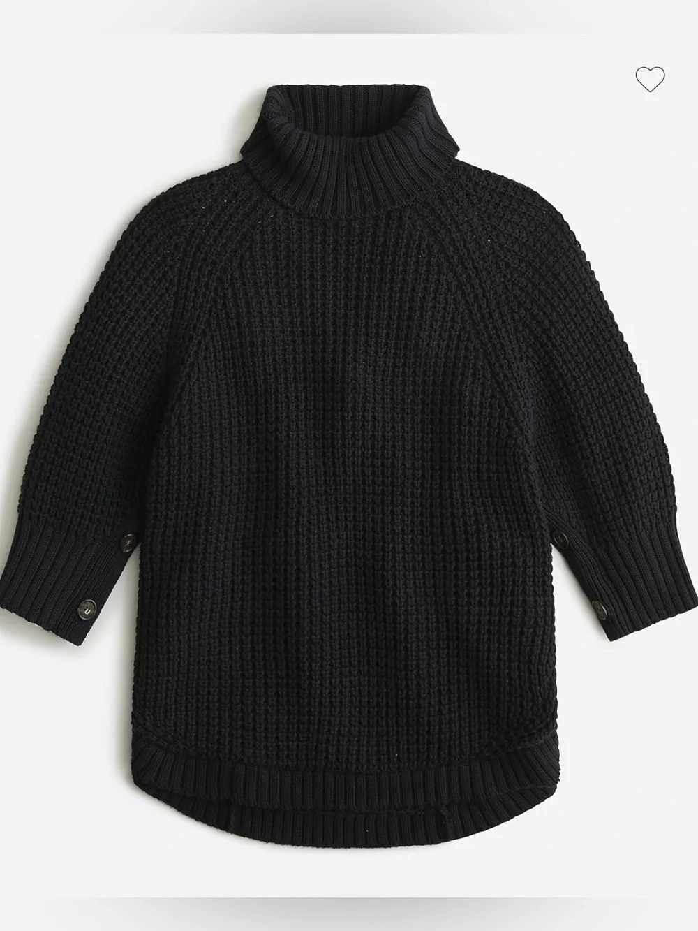 JCrew Turtleneck Cotton Poncho Black Size L/XL NWT Cotton